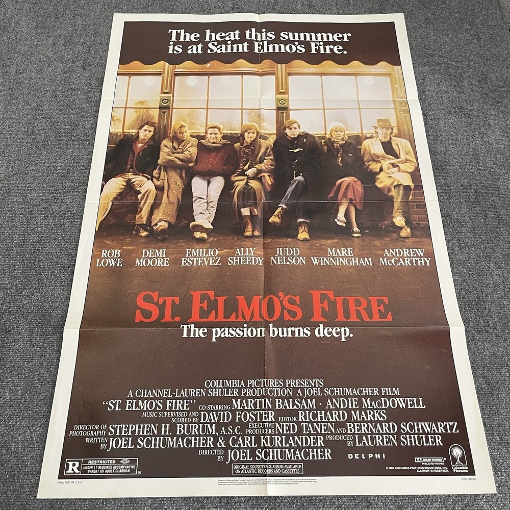 St Elmo's Fire (1985) Original Folded 27 x 40 Theatrical Movie Poster Vintage